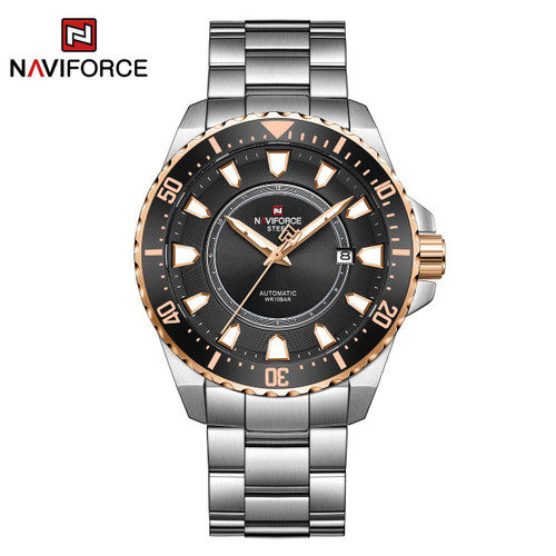 ساعت مچی مردانه نیوی فورس مدل NAVIFORCE 1004 - نقره ای مشکی رزگلد