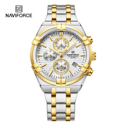 ساعت مچی مردانه نیوی فورس مدل NAVIFORCE 8042 - نقره ای طلایی