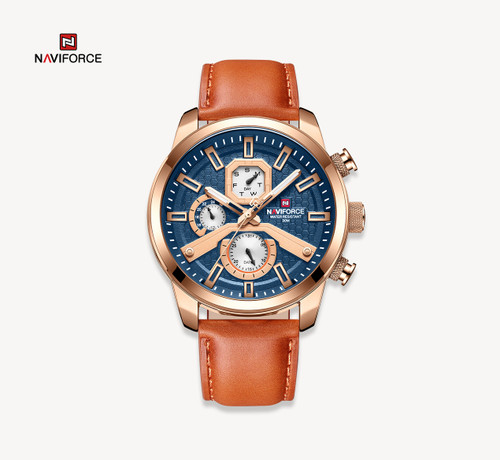 ساعت مچی مردانه نیوی فورس مدل naviforce 9211 - چرم نارنجی