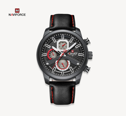 ساعت مچی مردانه نیوی فورس مدل naviforce 9211 - چرم مشکی مشکی