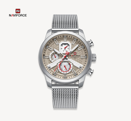 ساعت مچی مردانه نیوی فورس مدل naviforce 9211 - استیل نقره ای خاکستری